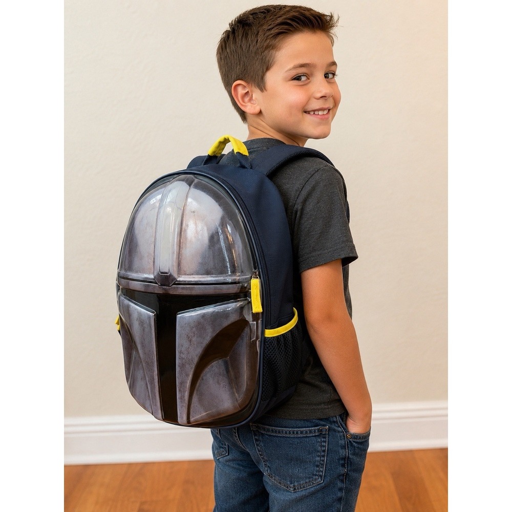 Disney Star Wars The Mandalorian 3D Helmet Backpack, One Size 16" NWOT